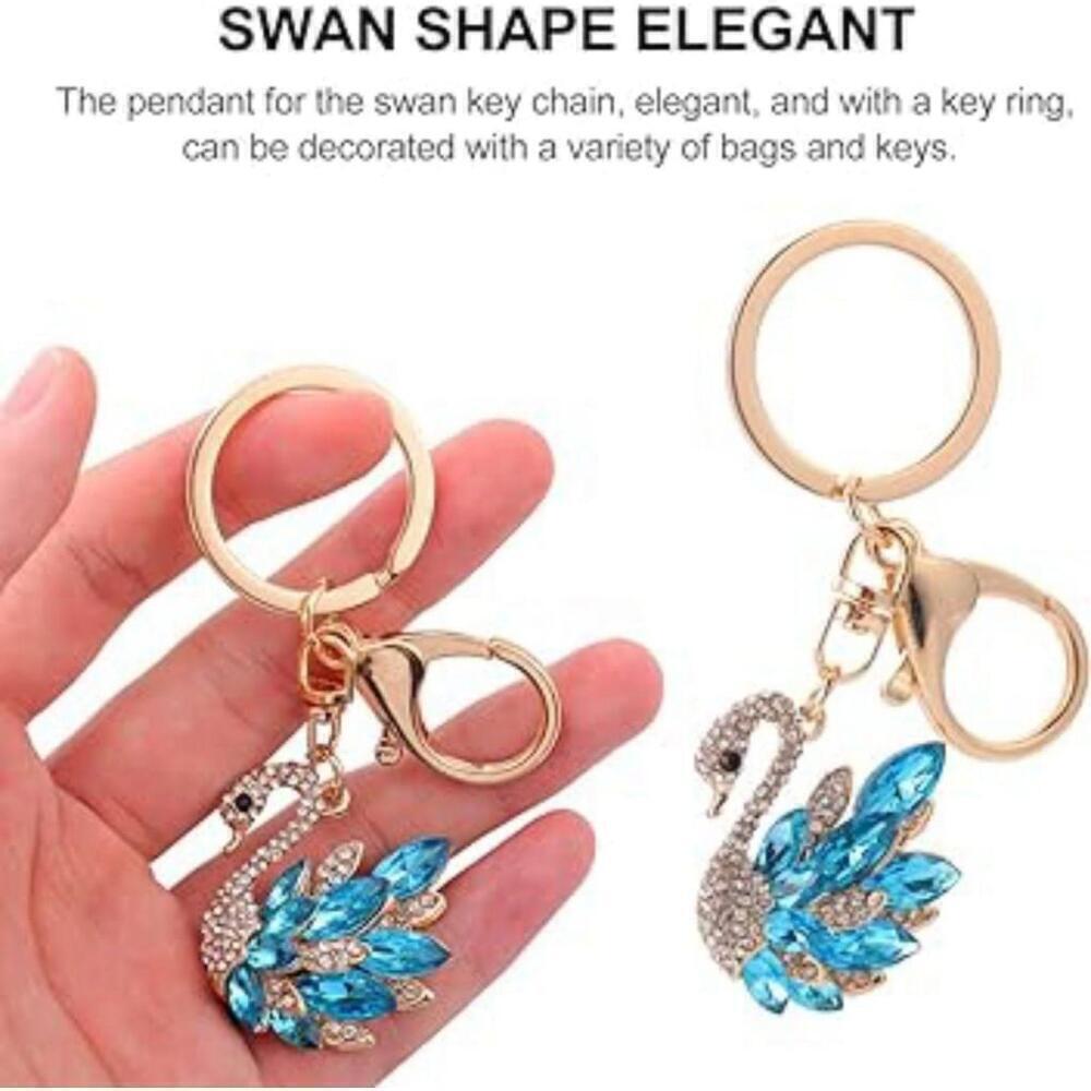 Swan Shaped Keychain In Blue - Picture 6 of 9